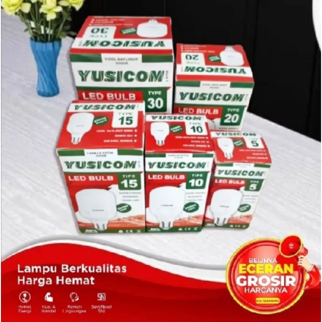 YUSICOM Lampu LED Bulb Cahaya Putih SNI