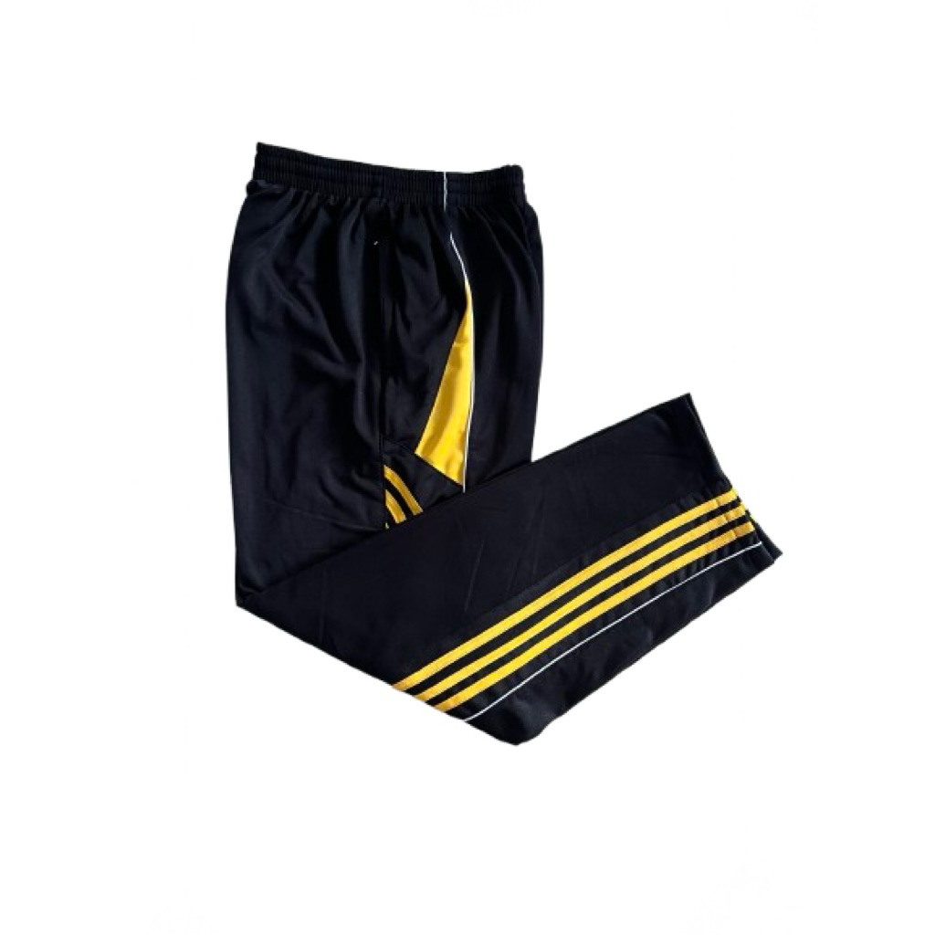 Celana Training Pria Wanita Sport – Trackpants Hitam List Kuning Premium