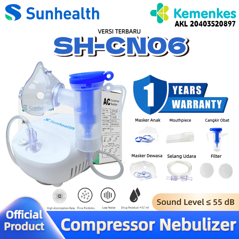 Nebulizer Compressor SUNHEALTH SH-CN06 Nebulizer Untuk Pengobatan Asma Sesak Nafas Anak Dan Dewasa