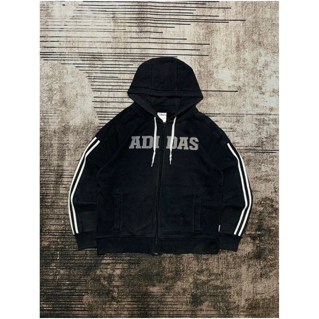 Hoodie Zipper Adidas Script Logo Three Stripe HDZip0077 200426 Second