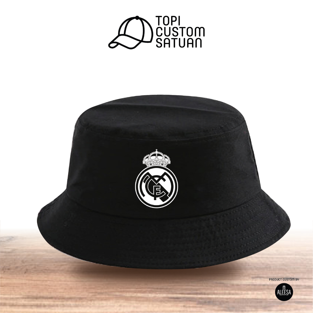 Topi bola custom sablon model buckethat untuk remaja dan dewasa/ topi Real Madrid