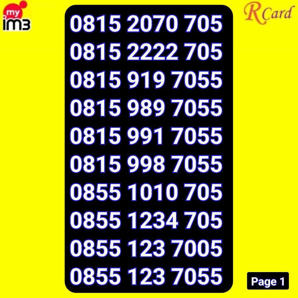 Perdana Indosat IM3 Nomor Cantik JOS JOSS 856 856 999 123 7005 7055 1234 705 2070 2222 3333 1010 705