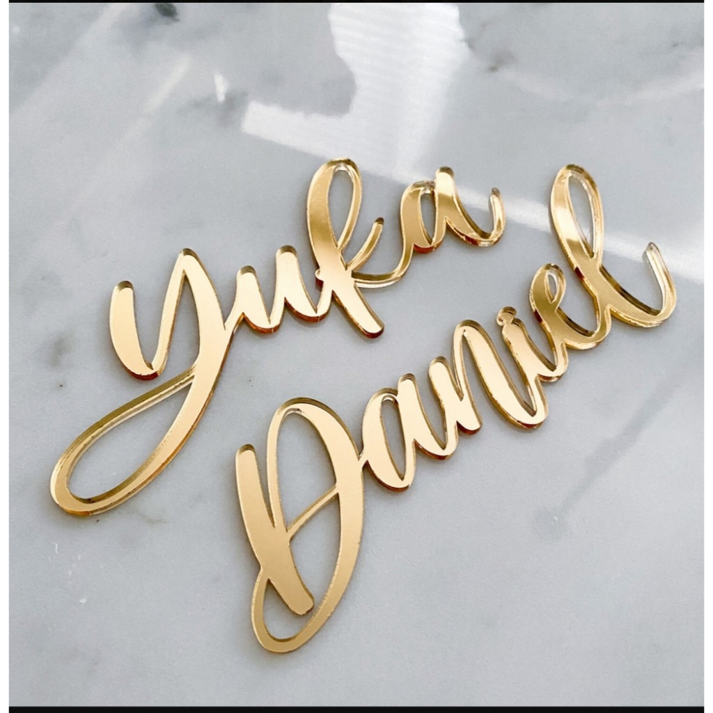 NAMA CO PER HURUF Angka AKRILIK CUSTOM Besar HIASAN MAHAR TOPPER CAKE KUE SESERAHAN