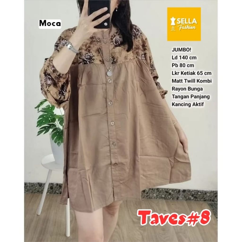 TOP BLOUSE JUMBO ELEGAN • TAVEZ TUNIK OVERSIZE CASUAL MOTIF BUNGA • RAYON IMPORT ADEM • LD 130 CM
