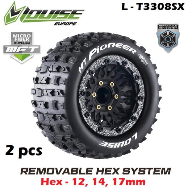 Louise MFT MT-PIONEER 1/10 Monster Truck Tire Removable Offset HEX 12mm 14mm 17mm Mounted Ban RC
