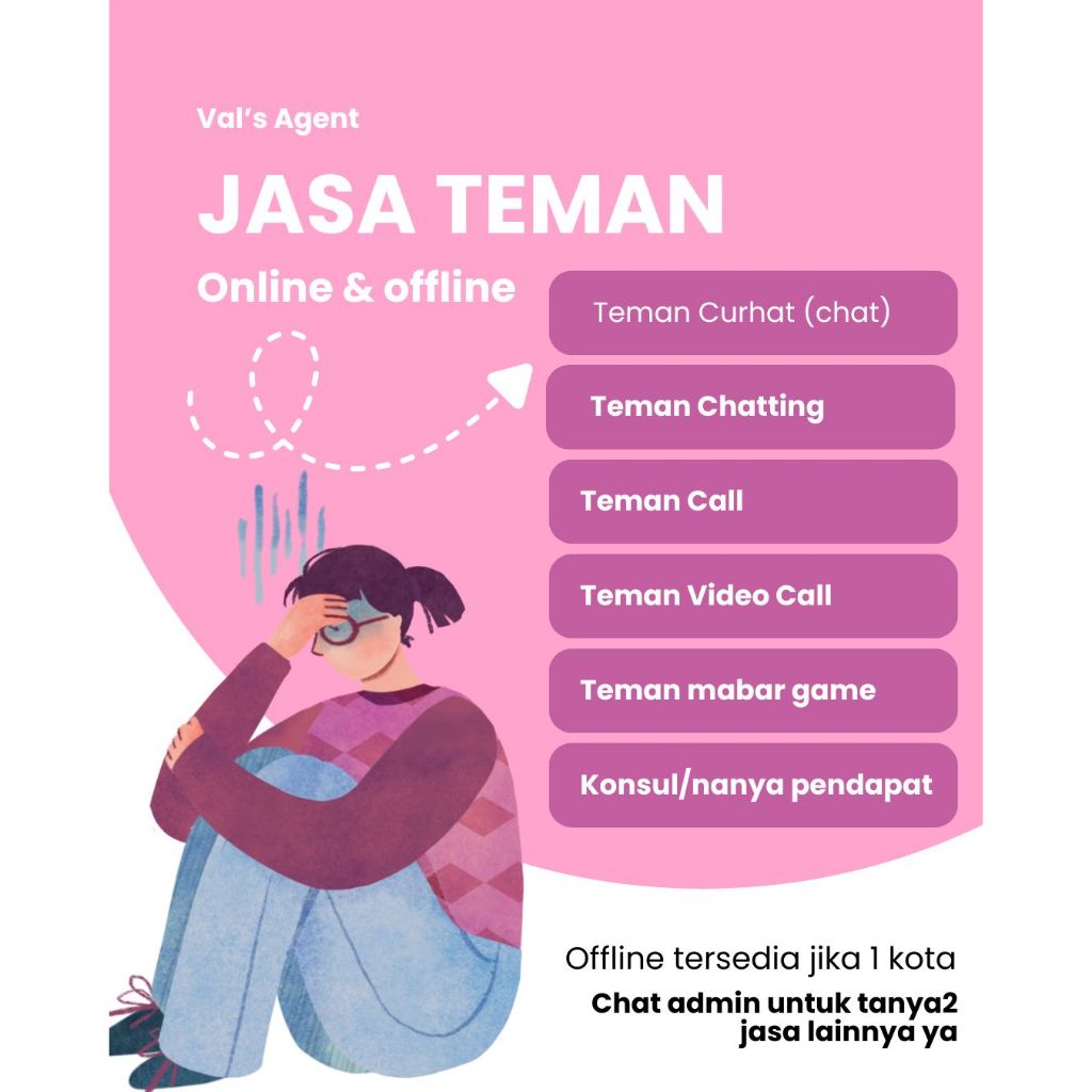 Jasa Teman Curhat, Chat, Call, Video call, Bicara, Game, Mabar, Makan, Hangout, Olahraga via online 