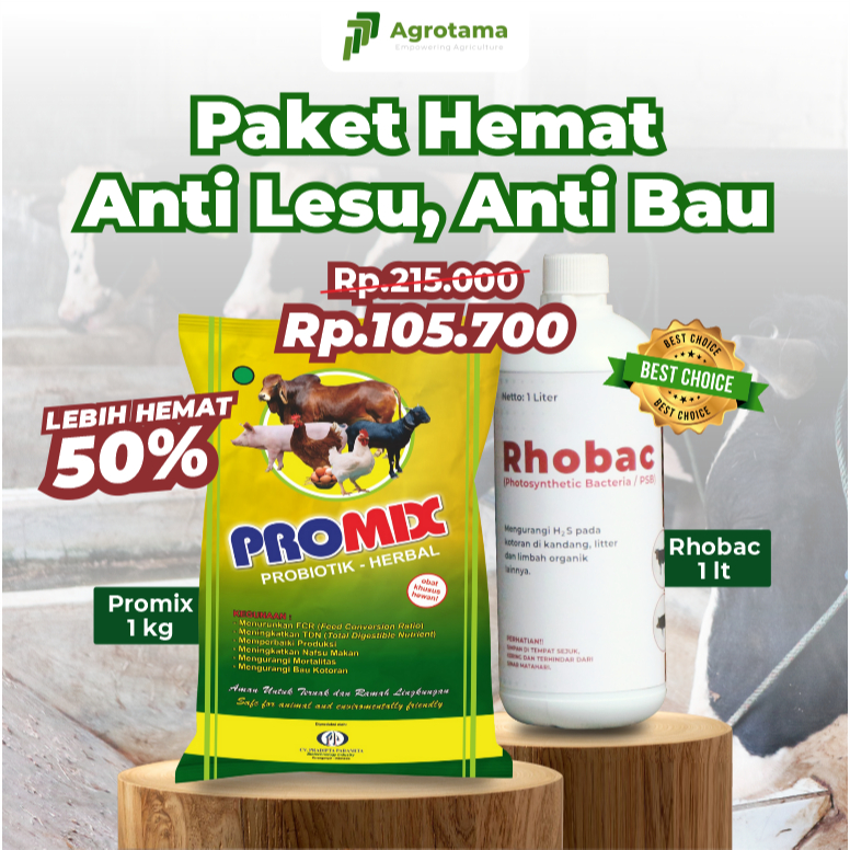 Paket Lengkap Probiotik Peternakan Sapi, Kambing, Babi, Ayam, Bebek dan Penghilang Bau - Promix (1 K
