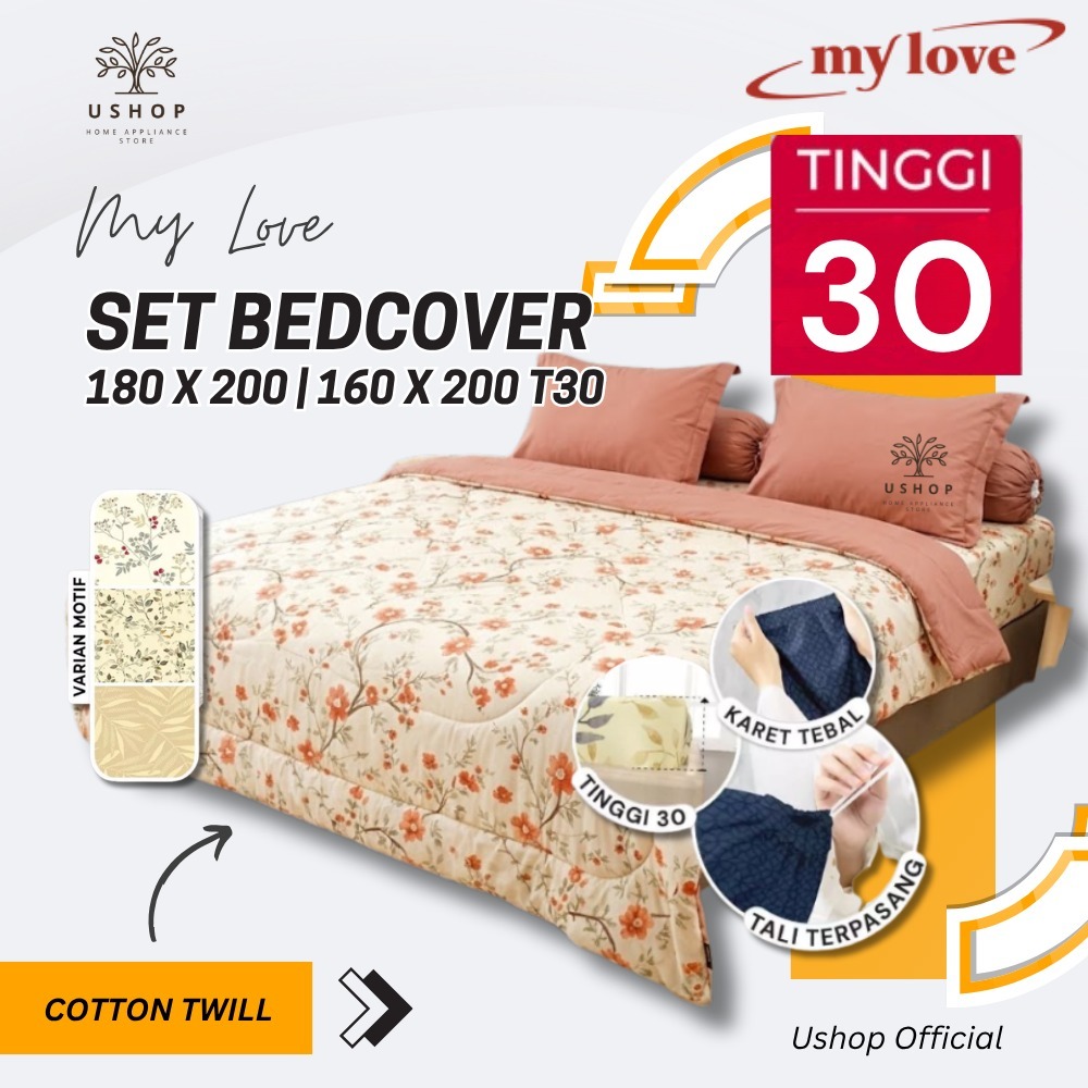 ALL NEW MY LOVE Set Bedcover + Sprei 180x200 / 160x200 Tinggi 30 Cm  BC180T30ANML USHOP
