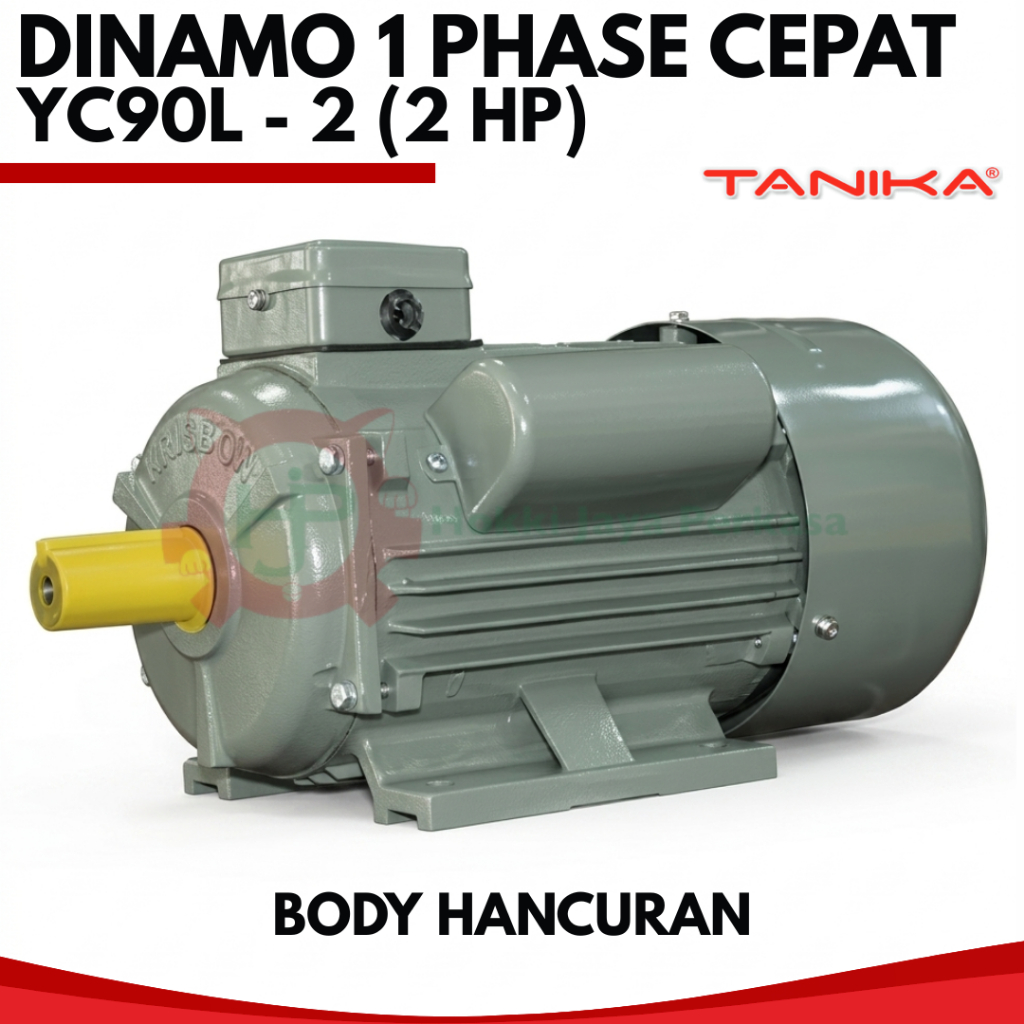 TANIKA Dinamo 1 Phase Cepat YC90L - 2 (2hp) Body Hancuran 1.5 kW / 2 HP / 11.4 A / 2870 rpm Inductio