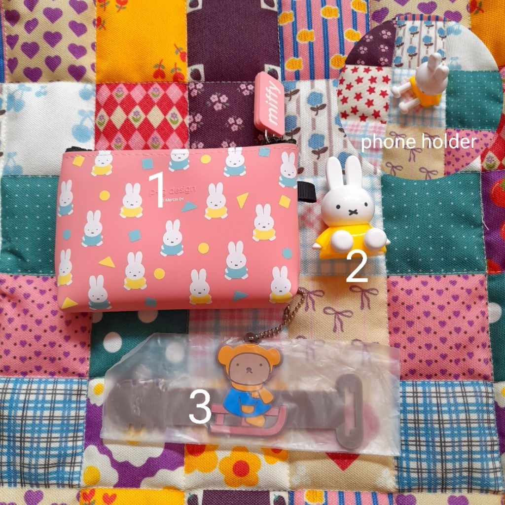 [BACA DESKRIPSI] Jual trinkets japan keychain pouch miffy angel blue tamagotchi kuriten peko mofusan