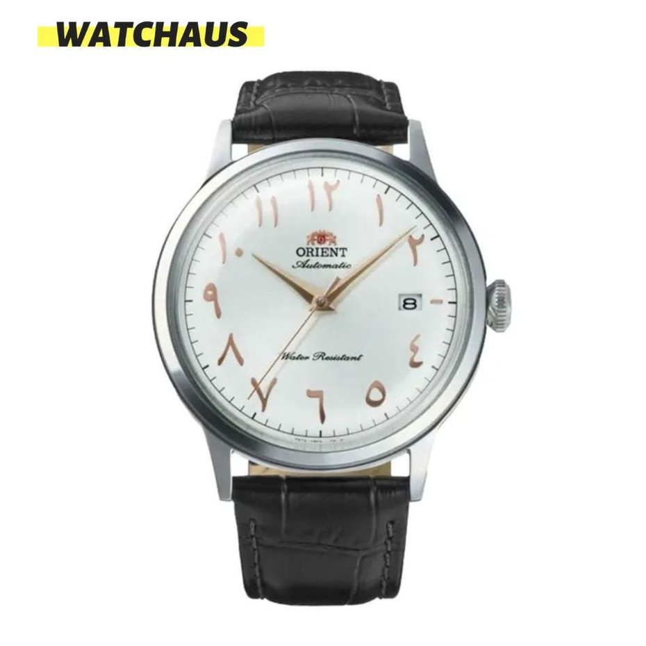 JAM TANGAN PRIA ORIENT CLASSIC RA-AC0038S BAMBINO AUTOMATIC WHITE ARABIC DIAL BLACK LEATHER