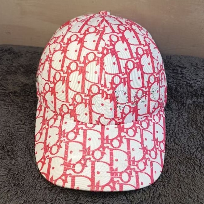 Topi Baseball Dior Full Print Merah