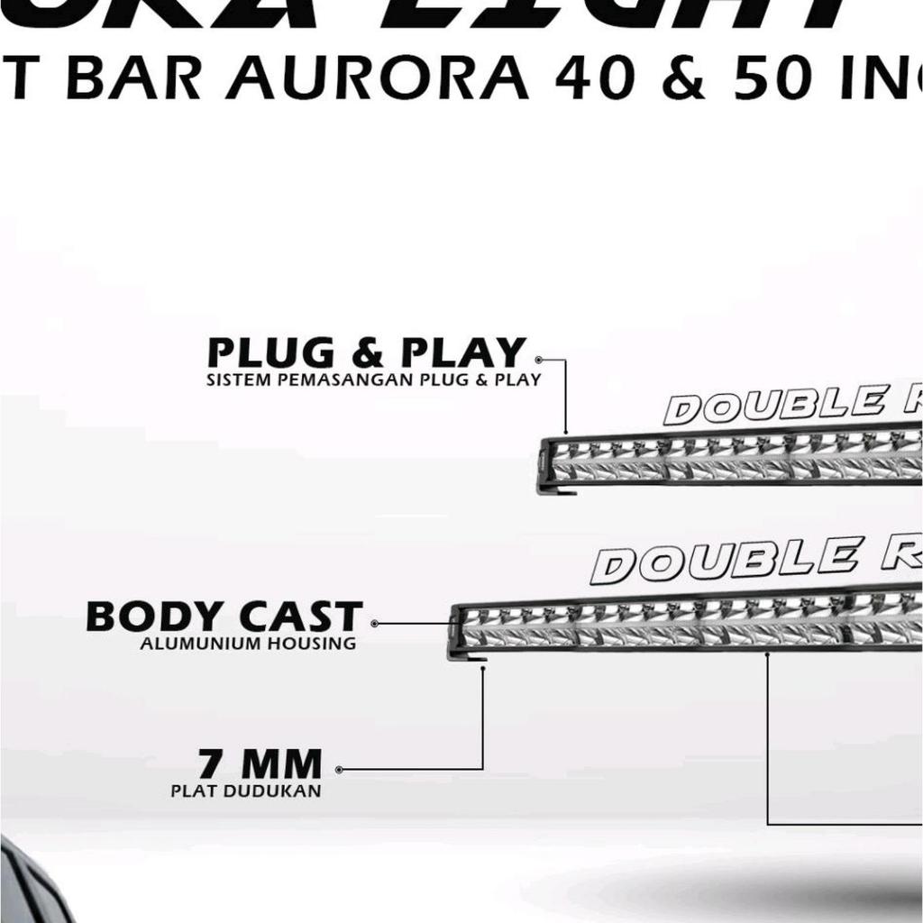 Led AURORA PD10 Putih 40" Double Row 600 Watt Panjang 107 cm Light Bar Work Light Lampu Tembak Sorot