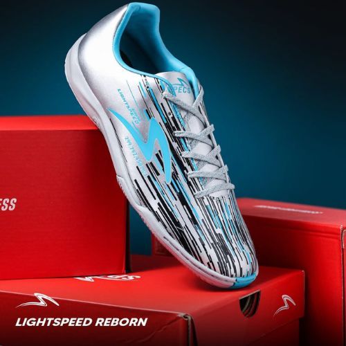 FREE ONGKIR  Sepatu Futsal Specs Lightspeed Reborn IN Silver/Black/Aqua Specs LS Reborn