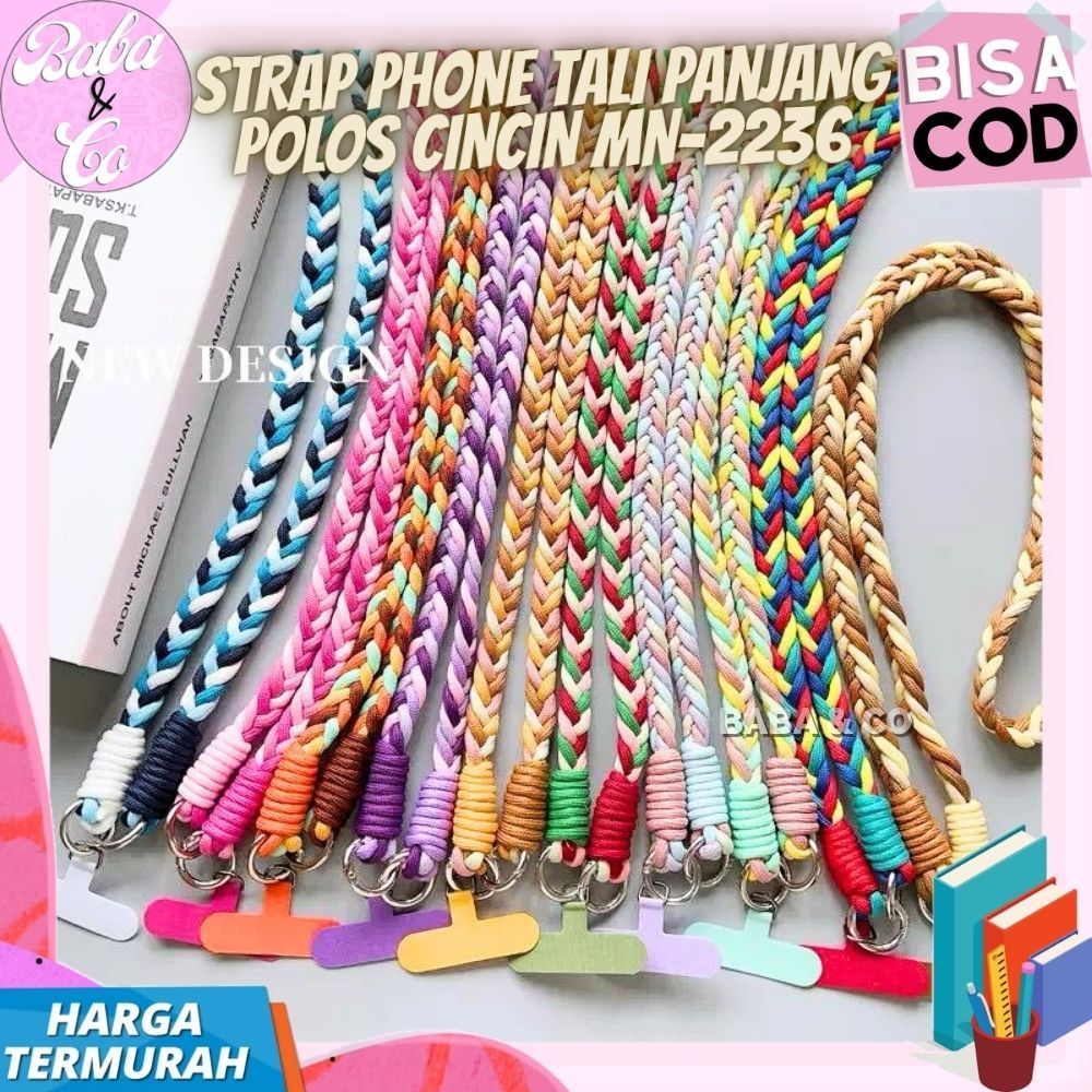 GANTUNGAN TALI HP PANJANG POLOS CINCIN STRAP GANTUNGAN HANDPHONE LANYARD TALI KEPANG CINCIN POLOS LU