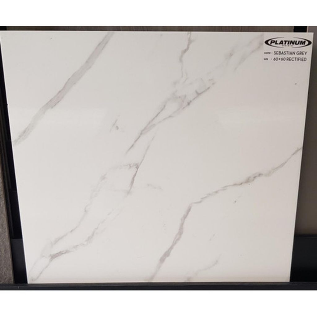 Platinum Keramik Sebastian Grey 60x60 Glosy Cutting - Keramik Lantai Murah Meriah Putih Motif