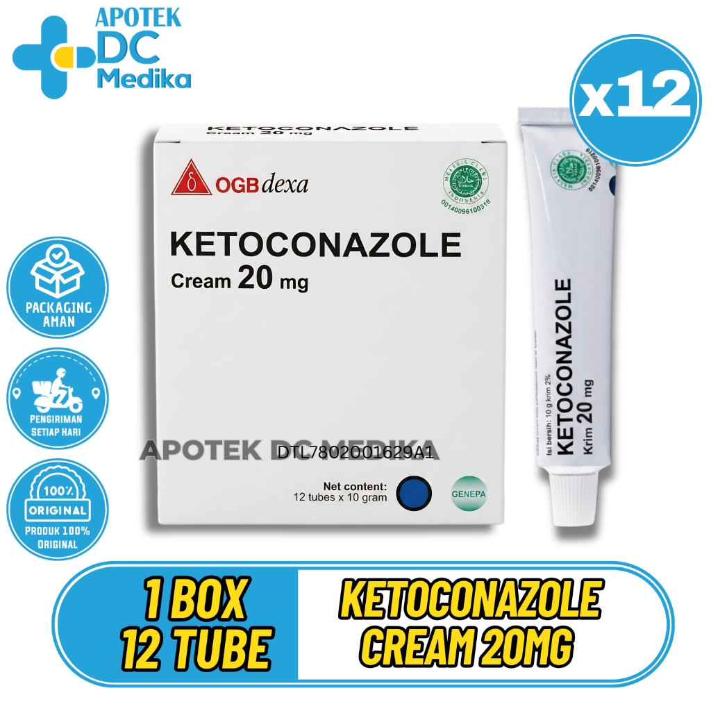 1 Box Ketoconazole Cream 20mg Dexa 2% 10 Gram Per Box Isi 12 Tube Salep Anti Jamur Gatal Kulit Dexa 