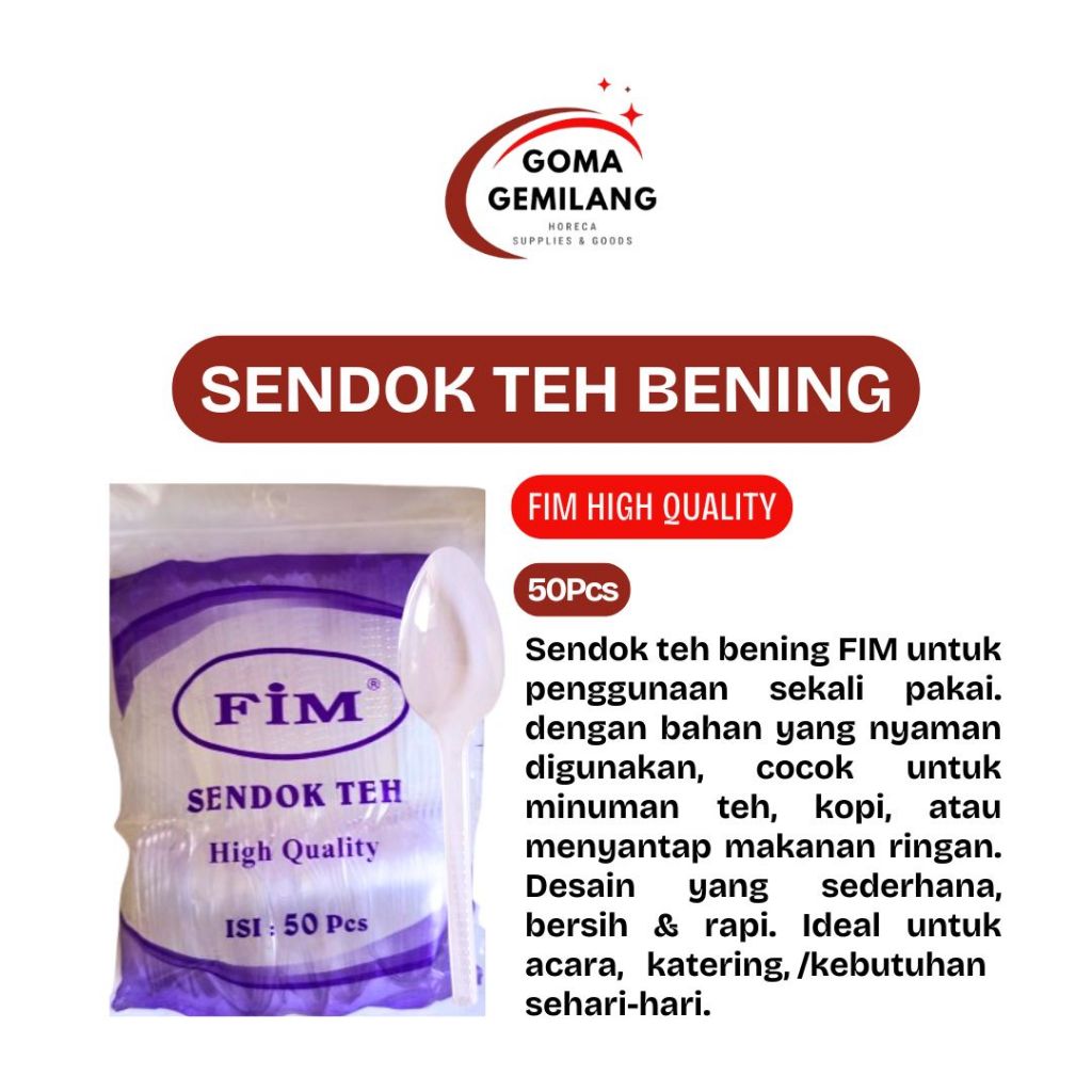 Sendok Teh Plastik Bening FIM Isi 50 pcs - Aman untuk Makanan, Food Grade, Mudah Dibersihkan