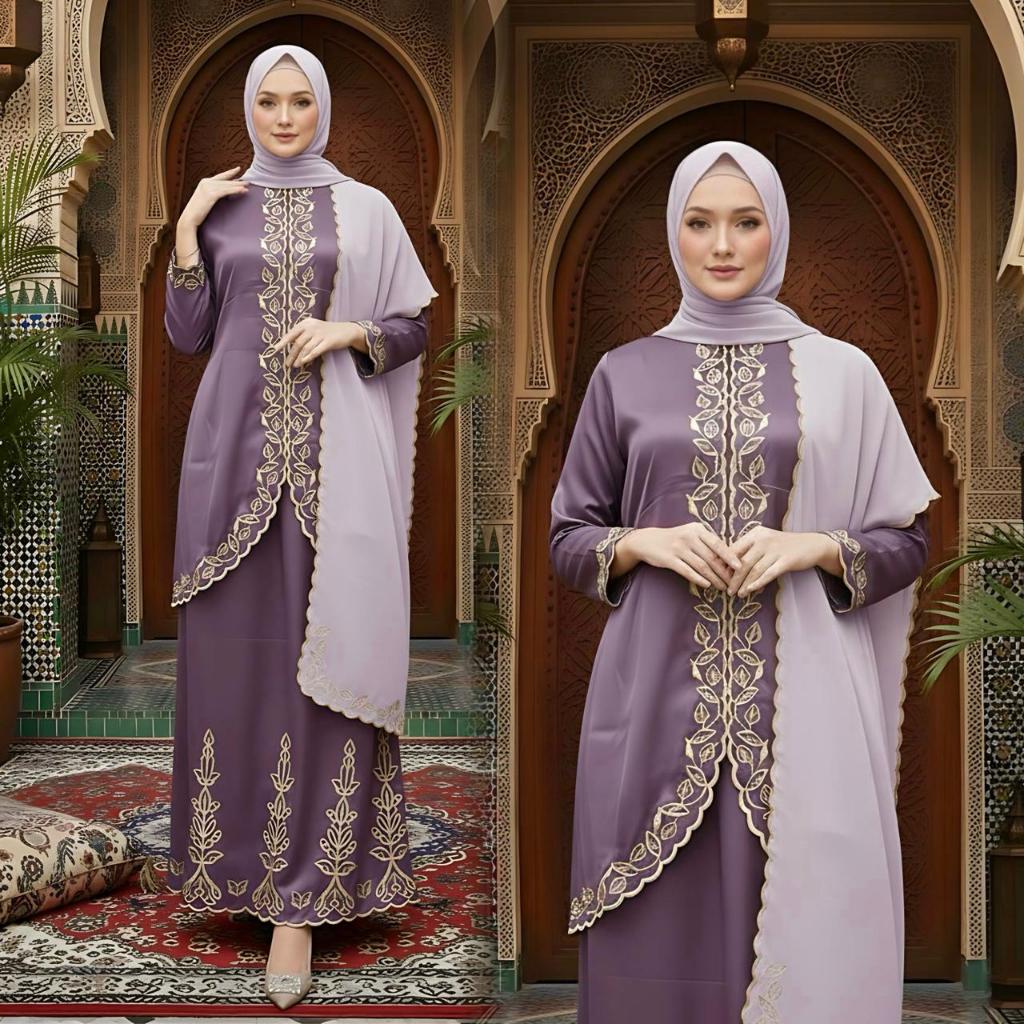 Baju Kurung Azizah Set Dress Muslimah Pesta dan Kondangan Premium Design Terbaru