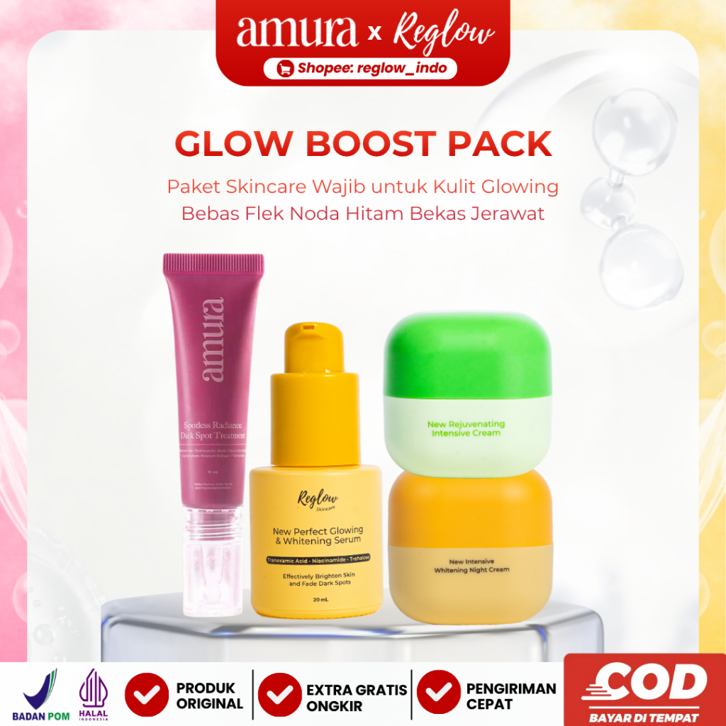[HARGA SPESIAL] Glow Boost Pack - Reglow dr Shindy Mencerahkan Wajah Muka Glowing Sepaket Anti Dark 