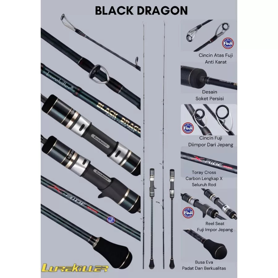 [RESTOCK] [ READY ] Joran Jigging Spinning Lure Killer Rod Joran Black Dragon 1.91M PE 1-3