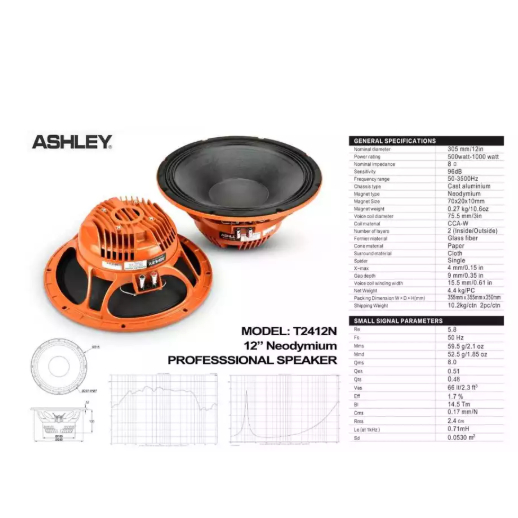 Speaker component ASHLEY T2412N / T24 12N / T 24 12 N ORIGINAL 12 INCH