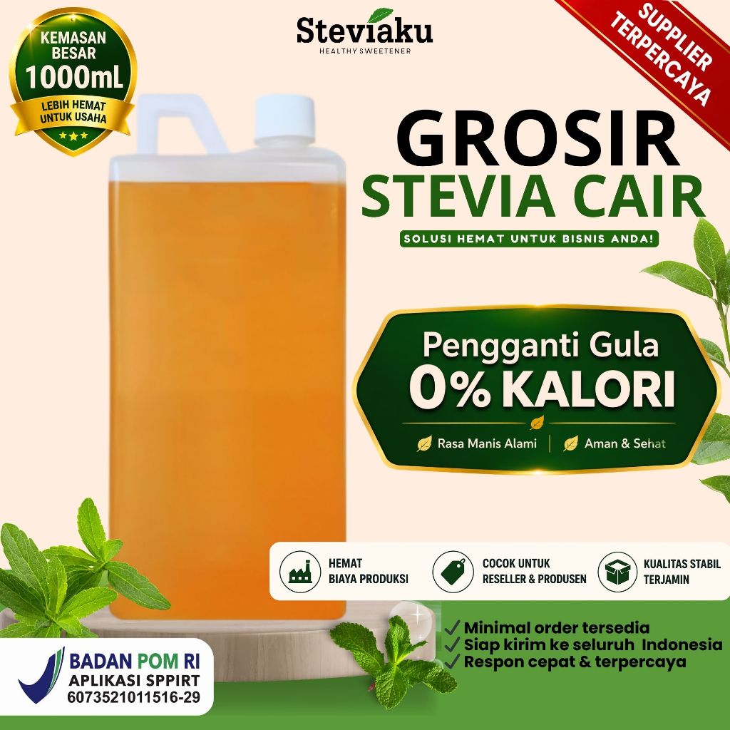 Stevia Cair Grosir 1000ml (1L) Pemanis Alami Brix Tinggi | Sugar Free | Cocok untuk Usaha Minuman Re