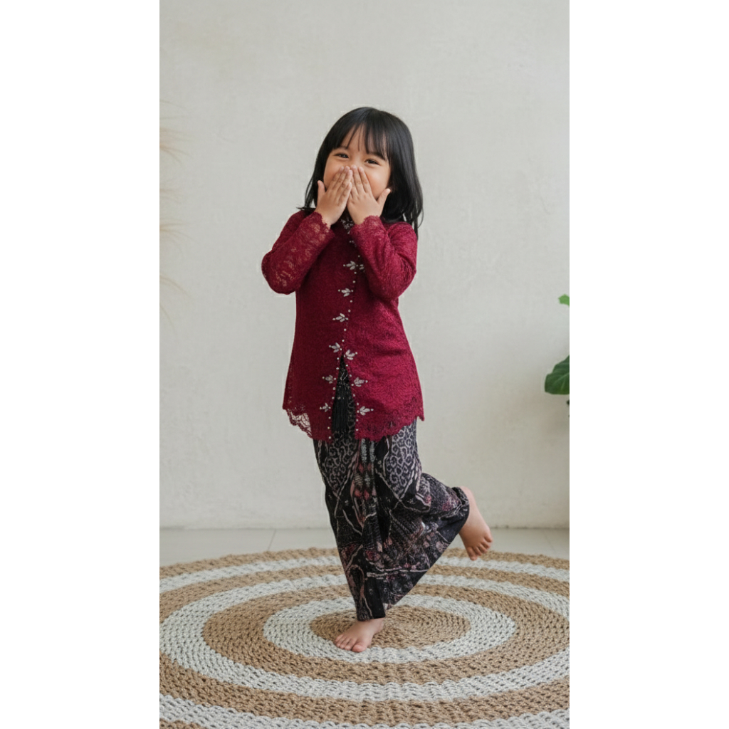 TERLARIS. Setelan Atau Atasan Kebaya Anak Perempuan Model INARA Sleyer Pundak Lepas Pasang Kebaya Pe