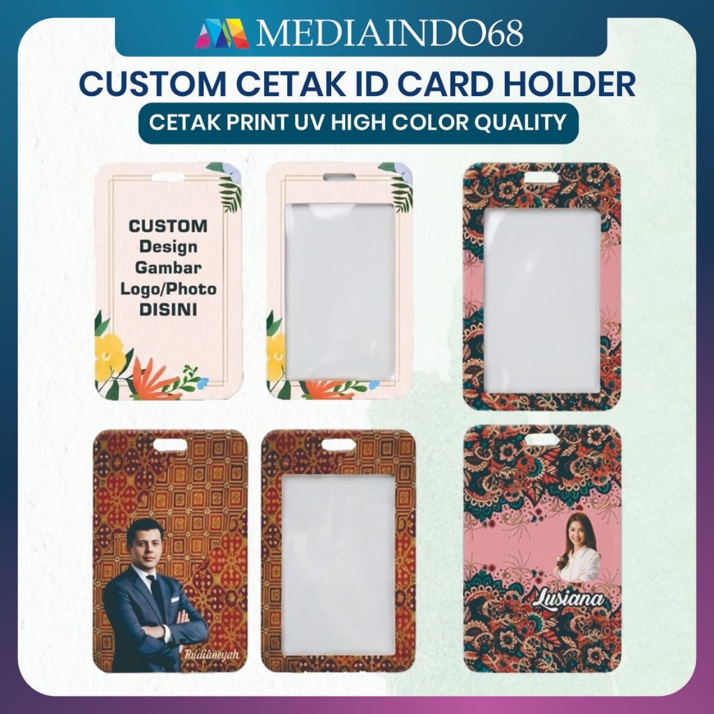 Custom Cetak Card Holder bahan PVC Tebal/Motif Batik Id card Holder / Print Tempat Kartu/Photocard H