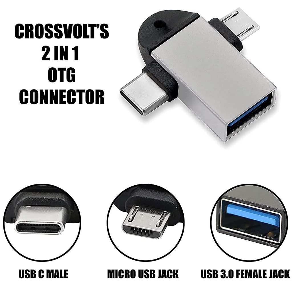 OTG Metal Type C dan Micro Cabang 2 in 1 Adaptor Conventer bahan metal / besi