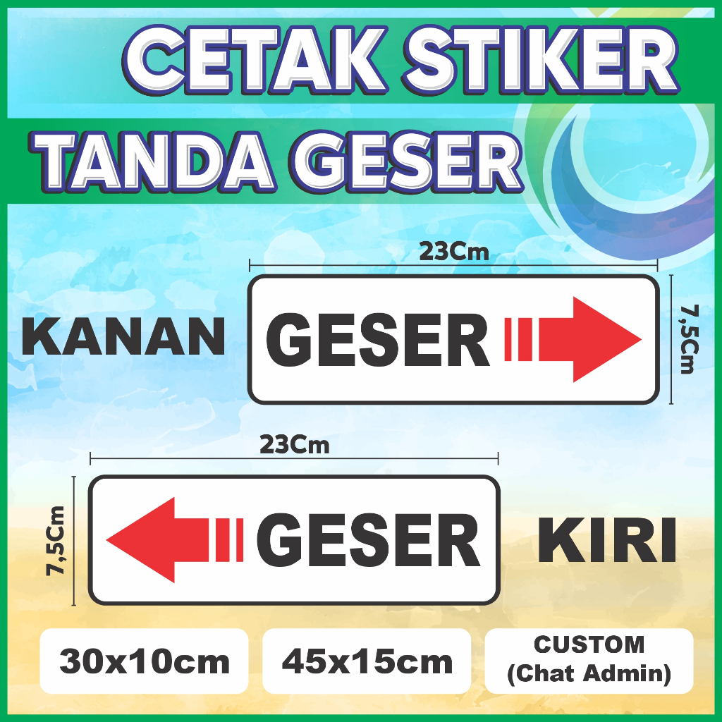 CETAK STIKER PENANDA GESER ARAH KANAN / KIRI