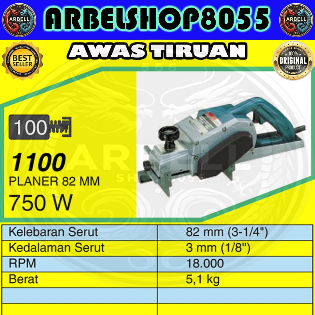 MAKITA 1100 PLANNER 82MM BODY BESAR MESIN SERUT KAYU KETAM MAKITA 1100 ORIGINAL PRODUK MAKITA