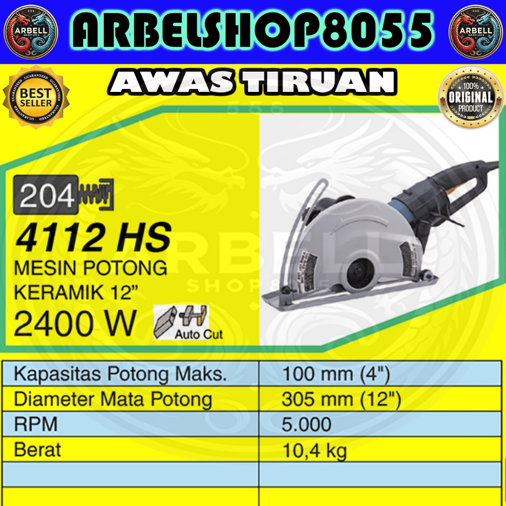 MAKITA 4112HS MARBLE CUTTER 12 INCH MESIN POTONG BETON DAN KERAMIK 12 INCH MAKITA 4112 HS ORIGINAL P