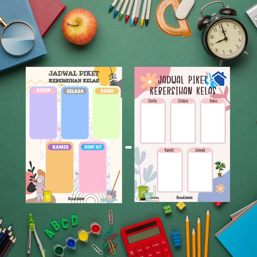 AESTHETIC Poster Dinding Jadwal Piket Kelas Dan Jadwal Pelajaran Kelas Ukuran A3+ Bisa Ditulis Dan D