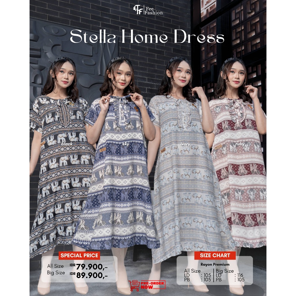 Stella homedress, dress fee fashion, daster rayon, daster adem