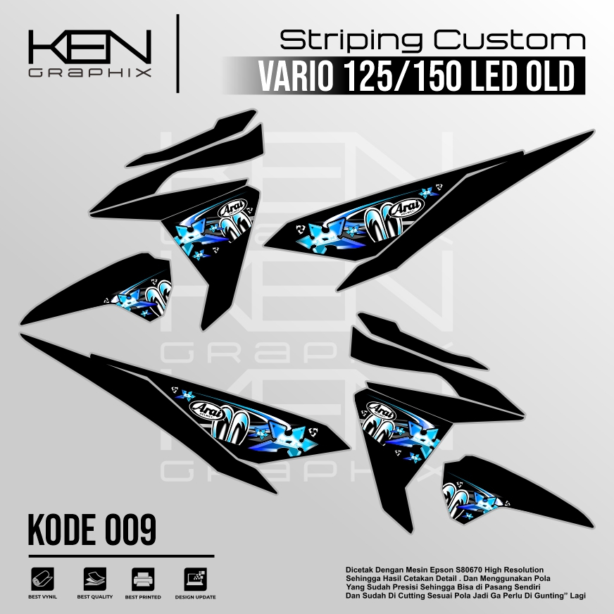 STICKER MOTOR VARIO 125/150 LED OLD/LIST MOTROR VARIO 125 LAMA/ VARIASI VARIO 125/150 KODE 009
