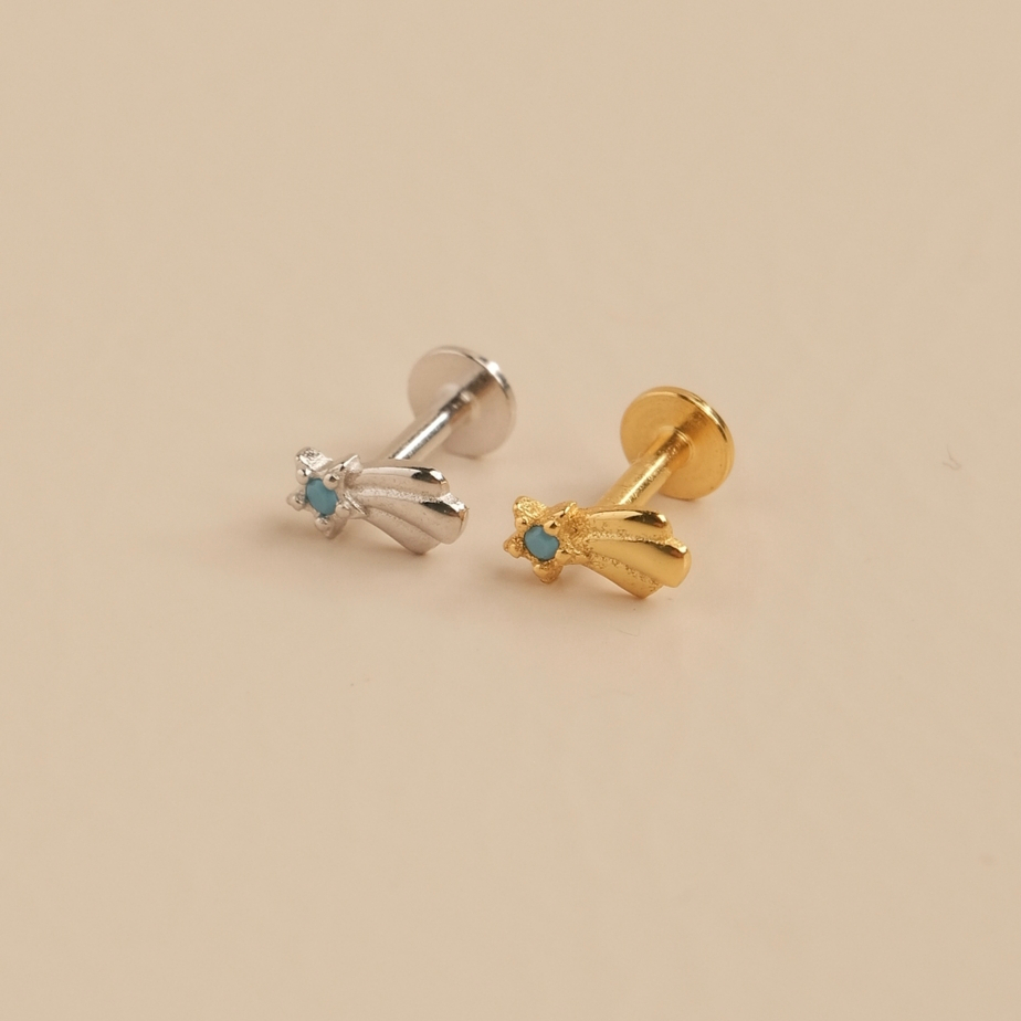 Aeroculata Liora Piercing Anting Tusuk Flatback Helix Piercing 925 Sterling Silver Anti Karat