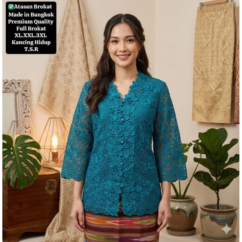ATASAN BROKAT KANCING DEPAN WANITA ATASAN PREMIUM BANGKOK
