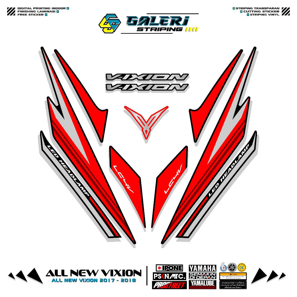 STRIPING ALL NEW VIXION 2017 2018 MOTIF 1 STIKER YAMAHA VIXION NEW FACELIFT STICKER VIXION STANDAR