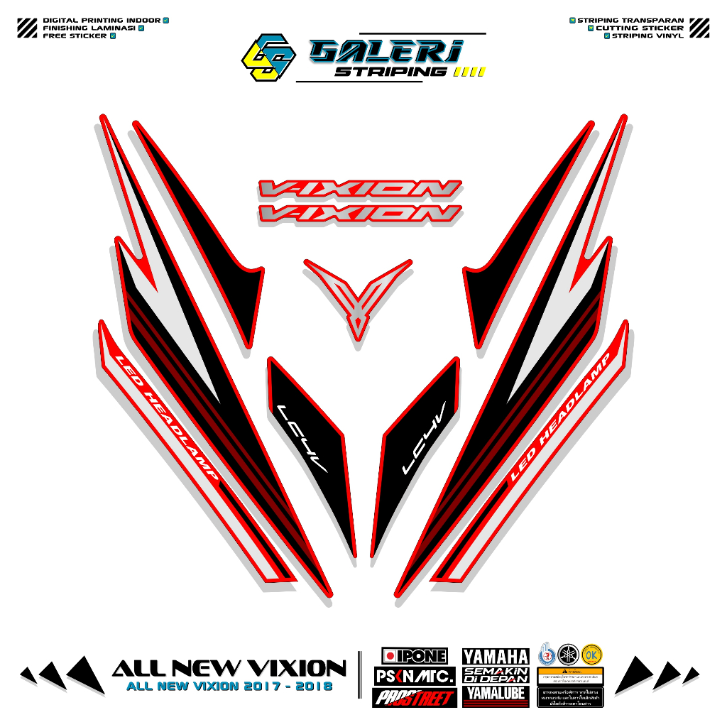 STRIPING ALL NEW VIXION 2017 2018 MOTIF 4 STIKER YAMAHA VIXION NEW FACELIFT STICKER VIXION STANDAR