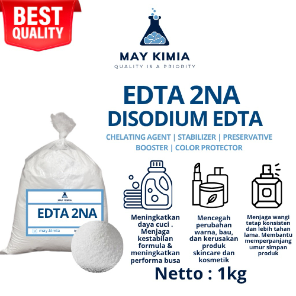EDTA 2NA / EDTA2NA 1kg / CHELATING AGENT KOSMETIK /disodium edta / edta bubuk / bahan racikan sabun 