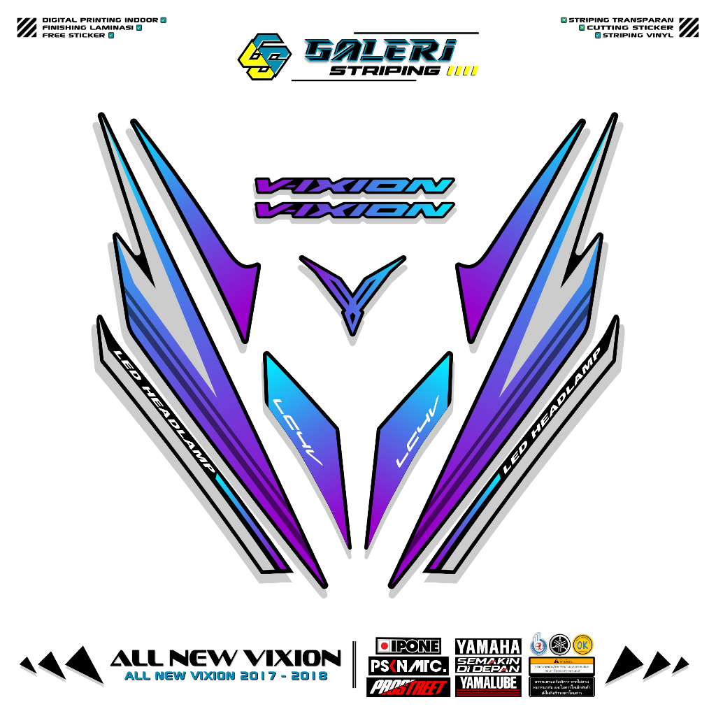STRIPING ALL NEW VIXION 2017 2018 MOTIF 6 STIKER YAMAHA VIXION NEW FACELIFT STICKER VIXION STANDAR