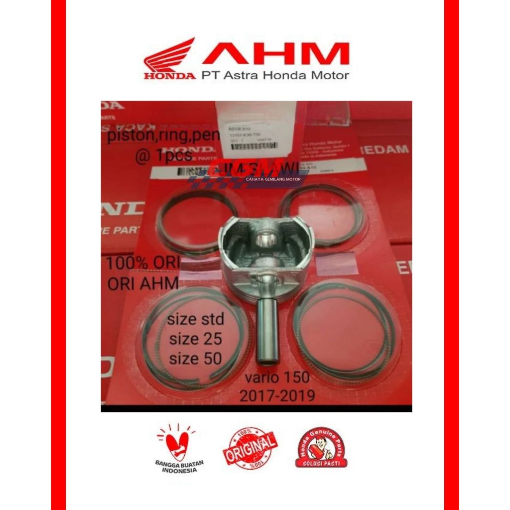 Piston kit ring seher pen  & seher vario 150 ori ahm