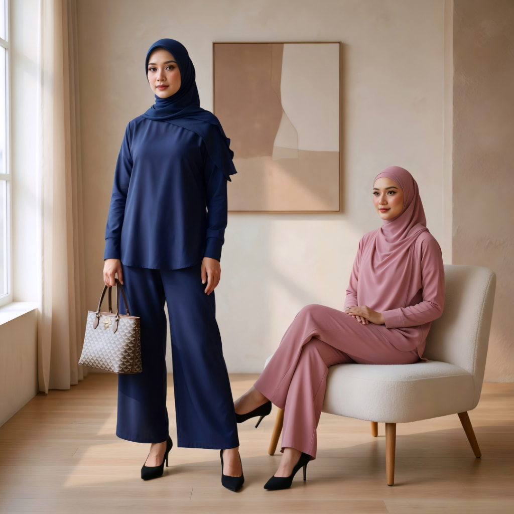 Azkadiena Setelan Kulot Rezkita One Set Wanita Set Jilbab Instan Setcel Set Baju Muslimah Perempuan
