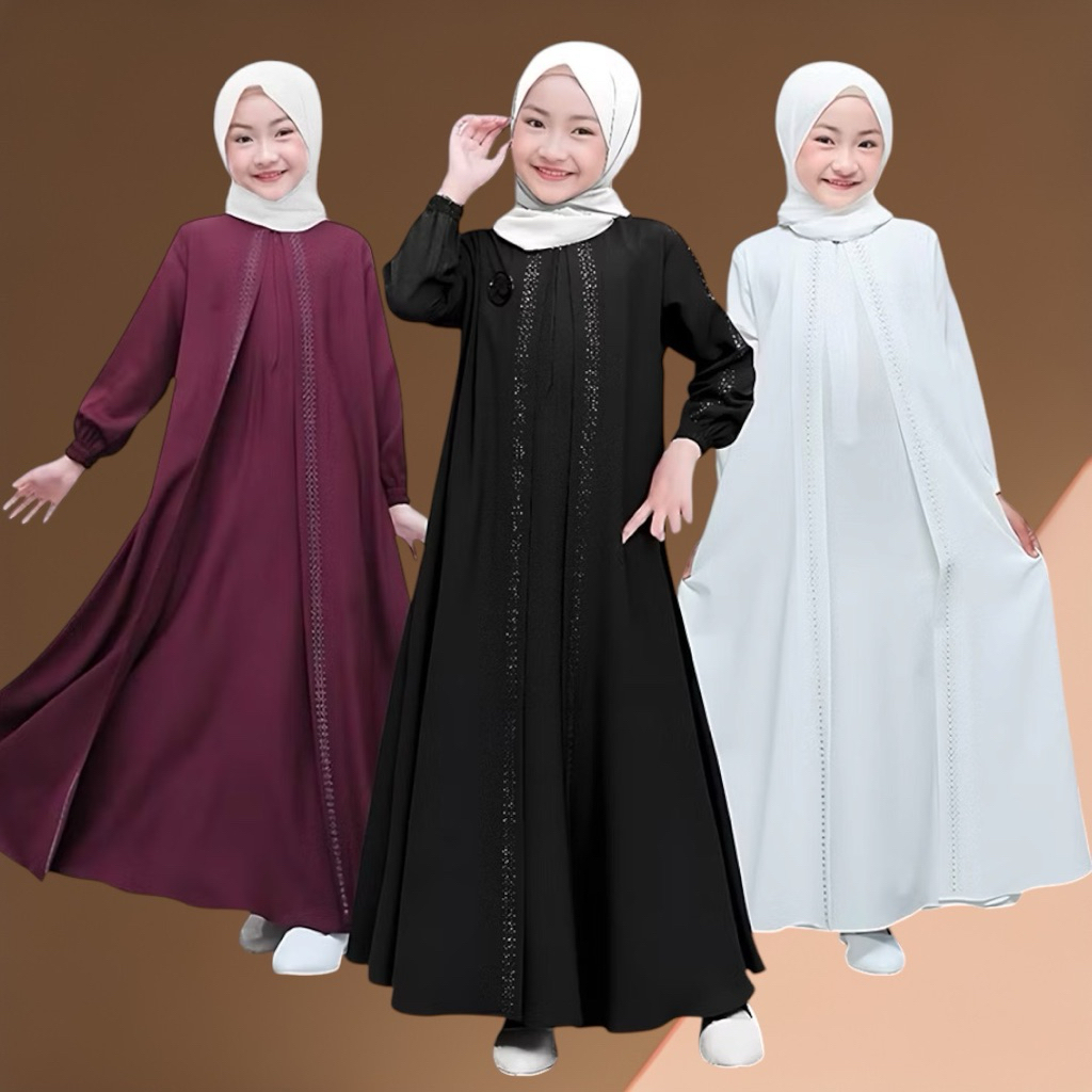 Gamis Abaya Anak Ada payet Abaya Baju Muslim Anak Perempuan 9-10 tahun (gamis only)