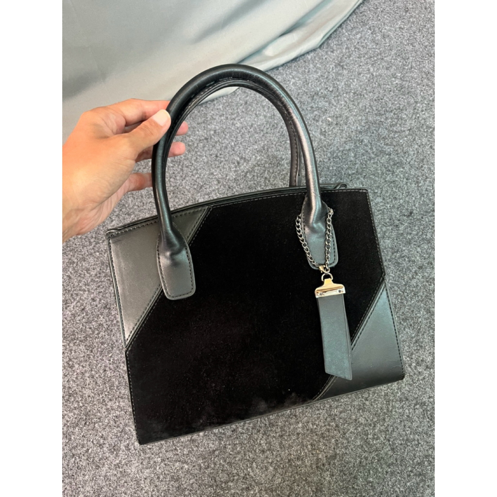 (Preloved) Hana Bag Tas Handbag Office Wanita Matahari Suede dan Leather