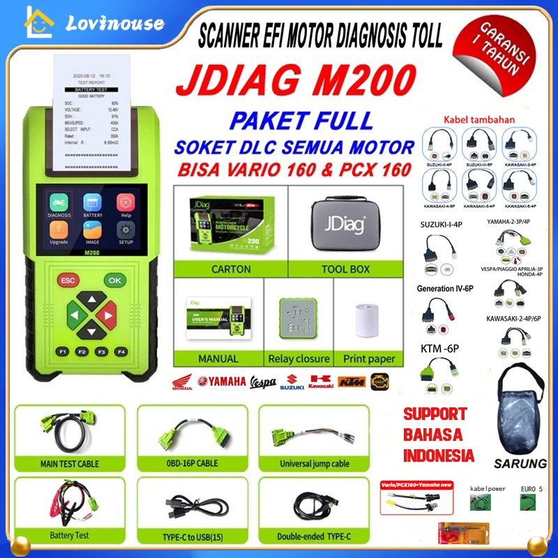 Free Penguji Tegangan-100% Ori/New-Scanner Motor JDiag M200 / M200 PRO REMAP Motor Scanner Untuk Sem