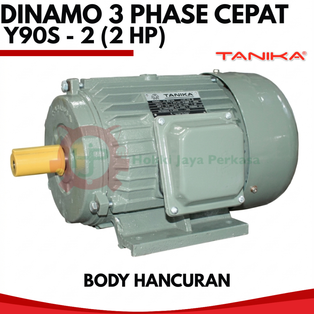 TANIKA Dinamo 3 Phase Cepat Y90S - 2 (2hp) Body Hancuran 1.5 kW / 2 HP / 3.4 A / 2840 rpm Induction 