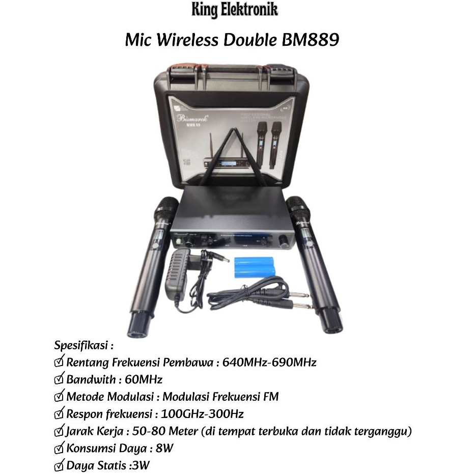 Mic Wireless Double Professional Wireless Microphone System Mikrofon Bismarck BM8 89