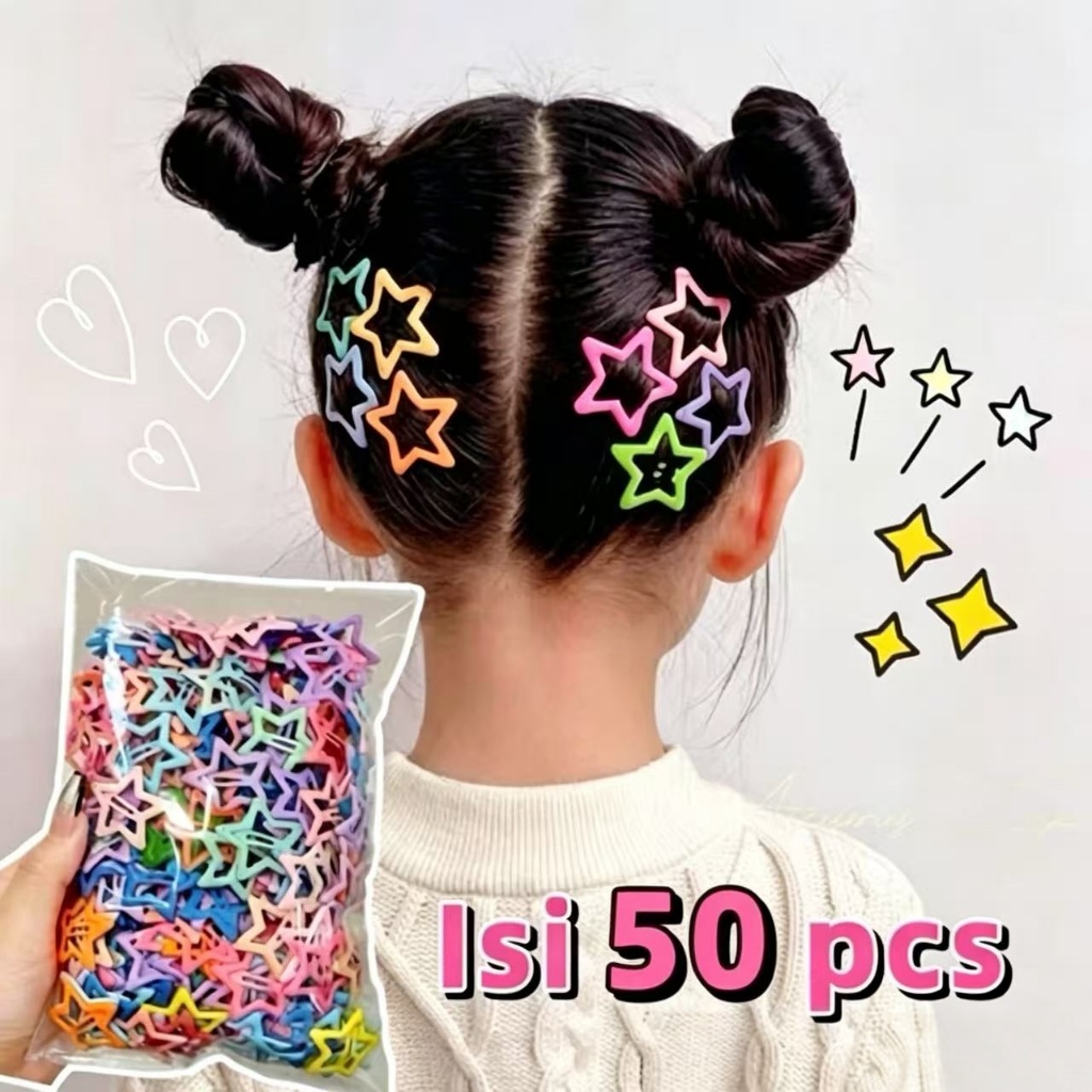 Biru Cool-PAKET ISI 50PCS Jepit Rambut Bintang Anak- Anak Dan Dewasa Jepitan Bintang Korea